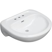 PROFLO Willow Creek 19-1/2" Oval Vitreous China Pedestal Bathroom Sink with Overflow and 3 Faucet Holes at 4" Centers - Sink Only White
