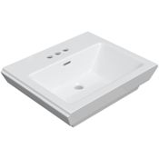 PROFLO 22-7/8" Rectangular Vitreous China Pedestal Bathroom Sink with Overflow and 3 Faucet Holes at 4" Centers - Sink Only White