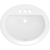 PROFLO Rockaway 19" Oval Vitreous China Drop In Bathroom Sink with Overflow and 3 Faucet Holes at 4" Centers White