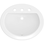 PROFLO Rockaway 19" Oval Vitreous China Drop In Bathroom Sink with Overflow and 3 Faucet Holes at 8" Centers White