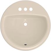 PROFLO Rockaway 19" Circular Vitreous China Drop In Bathroom Sink with Overflow and 3 Faucet Holes at 4" Centers Biscuit