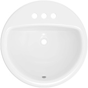 PROFLO Rockaway 19" Circular Vitreous China Drop In Bathroom Sink with Overflow and 3 Faucet Holes at 4" Centers White