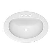 PROFLO Rockaway 20-1/2" Oval Vitreous China Drop In Bathroom Sink with Overflow and 3 Faucet Holes at 4" Centers White