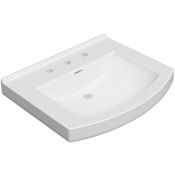 PROFLO Otter Creek 24" Rectangular Vitreous China Pedestal Bathroom Sink with Overflow and 3 Faucet Holes at 8" Centers White