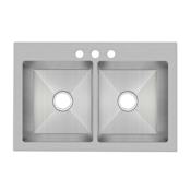 PROFLO Sault 33" Drop In, Undermount Double Basin Stainless Steel Kitchen Sink Stainless Steel