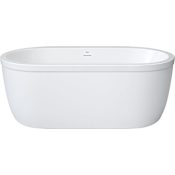 PROFLO Borealis 59" Acrylic Soaking Tub with Tap Deck, Drain Assembly, and Integrated Overflow White