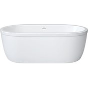 PROFLO Borealis 66" Acrylic Soaking Tub with Center Drain, Drain Assembly, and Integrated Overflow White