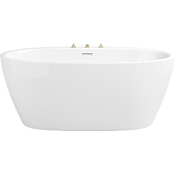 PROFLO Cornwall 59" Free Standing Acrylic Soaking Tub with Center Drain, Drain Assembly, Integrated Overflow, and Two Handle Roman Tub Rough-In Valve White