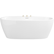 PROFLO Cornwall 67" Free Standing Acrylic Soaking Tub with Center Drain, Drain Assembly, Integrated Overflow, and Two Handle Roman Tub Rough-In Valve White