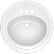 PROFLO Getchell 19" Circular Enameled Steel Drop In Bathroom Sink with Overflow and 3 Faucet Holes at 4" Centers White