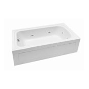 PROFLO Plus Series 72" x 36" Alcove 8 Jet Whirlpool Bathtub with Skirt and Left-Hand Drain Biscuit