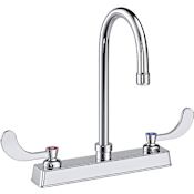 PROFLO 0.5 GPM Widespread Bathroom Faucet with Wrist Blade Handles and Color Indexed Caps Polished Chrome