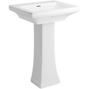 PROFLO Holyoke 24-1/2" Rectangular Fireclay Pedestal Bathroom Sink with 3 Faucet Holes White