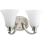 Progress Lighting Joy 14" Wide 2 Light Vanity Light with Bell Shades Brushed Nickel