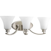 Progress Lighting Joy 3 Light Bathroom Vanity Light with Etched Glass Shades - 22" Wide Brushed Nickel