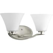Progress Lighting 2 Light 17" Wide Bath Vanity Fixture with Fluted Etched Glass Shade from the Bravo Collection Brushed Nickel