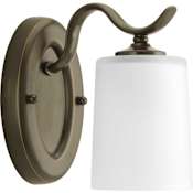 Progress Lighting Inspire 1 Light Bathroom Wall Sconce with Etched Glass Shade - 8" Tall Antique Bronze