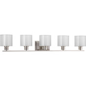 Progress Lighting Invite 5 Light Bathroom Vanity Light with Mylar Shades - 42" Wide Brushed Nickel