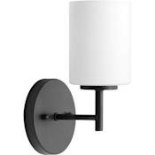 Progress Lighting Replay 10" Tall Bathroom Sconce with Etched Glass Shade Black