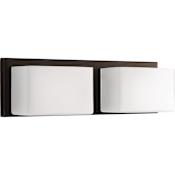 Progress Lighting Ace 2 LED Light 5" Tall ADA Compliant Bathroom Sconce with Etched Glass Shades Antique Bronze