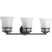 Progress Lighting Cascadia 24" Wide 3 Light Vanity Light with Etched Glass Shades Antique Bronze