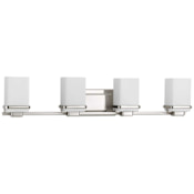Progress Lighting Metric 4 Light 31" Vanity Light with Patterned/Etched Glass Brushed Nickel