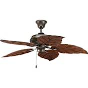 Progress Lighting Patio 52" 5 Blade Indoor / Outdoor Ceiling Fan - Tropical Blades Included Antique Bronze