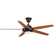 Progress Lighting Signature Plus II 54" 5 Blade Integrated LED Indoor Ceiling Fan with White Opal Shade Antique Bronze