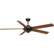 Progress Lighting Ellwood 68" 5 Blade Indoor Ceiling Fan with Carved Wood Fan Blades and Remote Control Antique Bronze