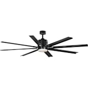 Progress Lighting Vast 72" 8 Blade Indoor / Outdoor Ceiling Fan with LED Light Kit and Remote Control Black