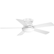 Progress Lighting Vox 52" 5 Blade Hugger Indoor Ceiling Fan with LED Light Kit and Remote White