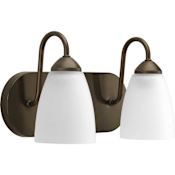 Progress Lighting Gather 2 Light Bathroom Vanity Light with Etched Glass Shades - 12" Wide Antique Bronze