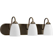 Progress Lighting Gather 3 Light Bathroom Vanity Light with Etched Glass Shades - 24" Wide Antique Bronze