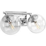 Progress Lighting Mod 2 Light 15" Vanity Light with Clear Shade Polished Chrome