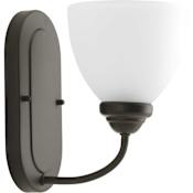 Progress Lighting Heart Single-Light Bathroom Sconce with Etched Opal Glass Shade Antique Bronze