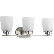 Progress Lighting West Village 3 Light 23" Wide Bathroom Vanity Light with White Prismatic Glass Shades Brushed Nickel