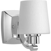 Progress Lighting Glance Single Light 5-3/8" Wide Bathroom Sconce with Etched White Linen Glass Shade Polished Chrome