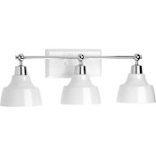 Progress Lighting Bramlett 3 Light 24-1/4" Wide Bathroom Vanity Light with Metal Reflective Shades Polished Chrome