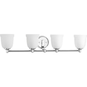Progress Lighting Topsail 4 Light 33-1/2" Wide Bathroom Vanity Light with Parchment-Finish Glass Shades Polished Chrome