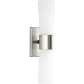 Progress Lighting Zura 2 Light 21" Tall Bathroom Sconce with Etched Opal Shades Brushed Nickel