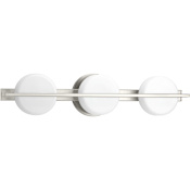 Progress Lighting Volo 3 Light 24" Wide Integrated LED Bathroom Vanity Light with Etched Opal Glass Shades Brushed Nickel