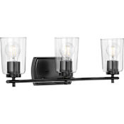 Progress Lighting Adley 3 Light 23" Wide Bathroom Vanity Light with Clear Glass Shades Black