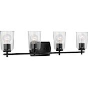 Progress Lighting Adley 4 Light 32" Wide Bathroom Vanity Light with Clear Glass Shades Black