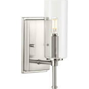 Progress Lighting Elara 12" Tall Bathroom Sconce with Clear Glass Shade Brushed Nickel