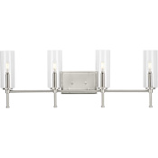 Progress Lighting Elara 4 Light 32" Wide Bathroom Vanity Light with Clear Glass Shades Brushed Nickel