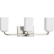 Progress Lighting Cowan 3 Light 24" Wide Bathroom Vanity Light with Frosted Glass Shades Brushed Nickel