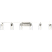 Progress Lighting Adley 6 Light 49" Wide Bathroom Vanity Light with Clear Glass Shades Brushed Nickel