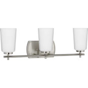 Progress Lighting Adley 3 Light 23" Wide Vanity Light with Etched Opal Glass Shades Brushed Nickel