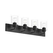 Progress Lighting Merry 4 Light 30" Wide Vanity Light with Clear Glass Shade Black
