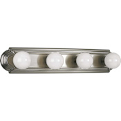 Progress Lighting Broadway Four Light Vanity Strip with Embossed Backplate Brushed Nickel